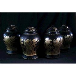 Group of four, Chinese gold and black lacquer