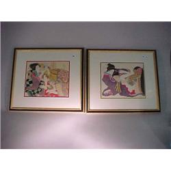 Two very colorful and well-framed, erotic shu