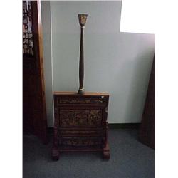 Antique, Chinese red and gold lacquered scree