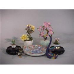 Box of small glass enamel trees