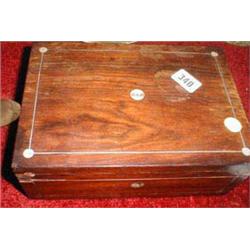 A C19th rosewood jewellery box with mother...