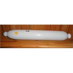 A C19th white glass rolling pin...