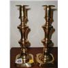 Image 1 : A pair of C19th brass candlesticks...