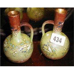 A pair of c1877 Doulton Lambeth art spill ...