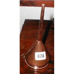 A C19th copper funnel with tinned interior...