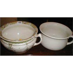 A C19th Kelvin floral china chamber pot to...