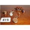 Five 9ct gold rings including one set with...