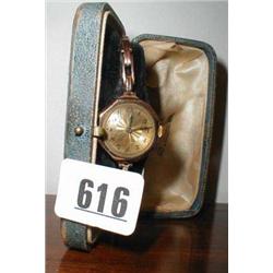 A Swiss made ladies rose gold wrist watch,...