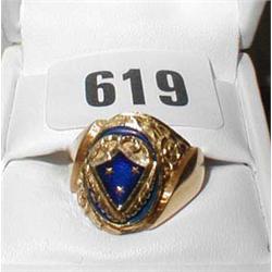 An Italian gold gentleman's ring with blue...