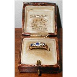 A good quality pale-blue sapphire and diam...