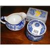 Image 1 : A C19th blue and white Spode jam pot toget...