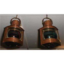 A pair of C19th copper port and starboard ...
