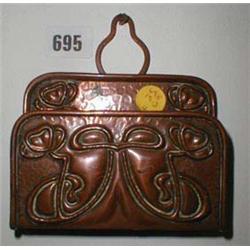 A C19th Art Nouveau copper letter rack wit...