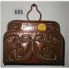 Image 1 : A C19th Art Nouveau copper letter rack wit...
