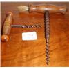 Image 1 : Two C19th wooden handled corkscrews...