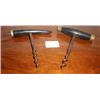 Image 1 : Two C19th ebony handled corkscrews...