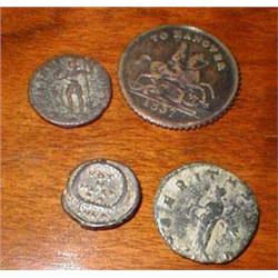 Three Roman coins and a token...