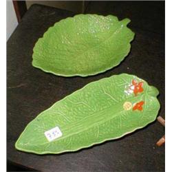 A Crown Devon leaf plate together with one...