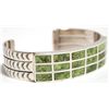 Image 2 : Navajo 3-Row Gaspeite Sterling Silver Cuff Bracelet - Francis