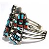 Image 2 : Old Pawn Multi-Stone Knifewing & Rainbow Kachinas Sterling Silver Cuff Bracelet - FM