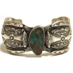 Old Pawn Navajo Royston Turquoise Sterling Silver Cuff Bracelet - Mara Antia