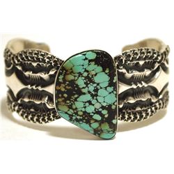 Old Pawn Navajo Spider Web Turquoise Sterling Silver Cuff Bracelet - Mara Antia