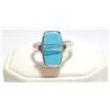 Image 1 : Navajo Reversible Spinner Turquoise Inlay Sterling Silver Women's Ring - Calvin Begay