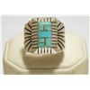 Image 1 : Dead Pawn Navajo Turquoise Inlay Sterling Silver Men's Ring  - C. Benally