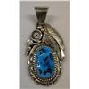 Image 1 : Navajo Sterling Silver & Turquoise Pendant, Signed