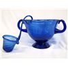 Image 1 : Cobalt Blue Glass Punch Bowl With Ladle