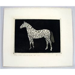 Vintage Signed Numbered Horse Etching - Herman