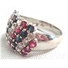 Image 1 : Sterling Ruby, Sapphire and White Topaz Ring