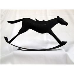 Black Metal Folk Art Rocking Horse