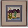 Image 1 : Hand Painted Framed Tile Southwest Scene -Hagstrom