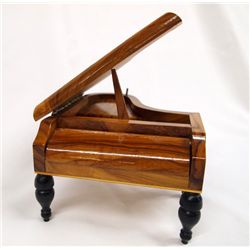 Carved Wooden Piano Musical Jewelry Box