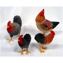 Bass Wood Carved and Painted Roosters
