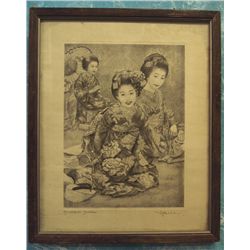 Signed Vintage Geisha Print