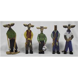 Whimsical Sporting Painted Bass Wood Animals