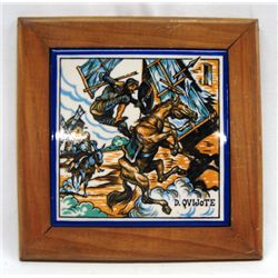 Spanish Made Don Quixote Tile in Wooden Frame