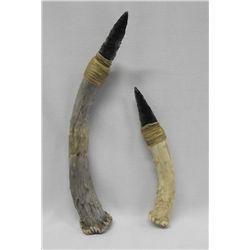 Two Antler Handled Tools with Obsidian Arrowheads