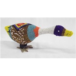 Hand Beaded Brass Duck- Artist Kills Thunder