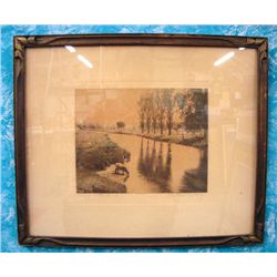 Wallace Nutting Hand Tinted Photo Original Frame