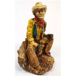 Vintage Chalk Painted Cowboy Statue