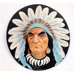 Ceramic Chalk Indian Chief Face Wall Hanging