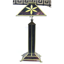 Mission Style Stained Glass Lamp Stand and Shade
