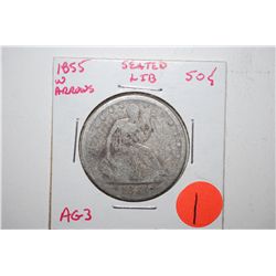 1855 Seated Liberty Half Dollar With Arrows; AG3; EST. $30-40