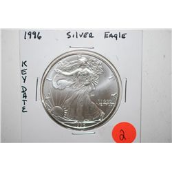 1996 Silver Eagle $1; Key Date; EST. $45-60