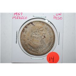1957 Mexico Un Peso Foreign Coin; EST. $3-5