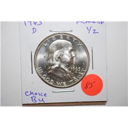 1963-D Ben Franklin Half Dollar; Choice BU; EST. $15-25