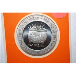 1969 Rainbow Club Henderson NV $1 Gaming Token; Solid Franklinium II Proof; The Franklin Mint; EST. 
